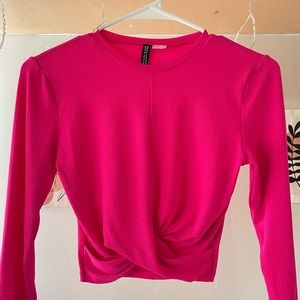H&M Neon Pink Long Sleeve Crop